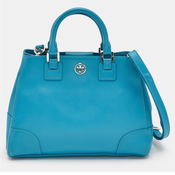 Tory Burch Hutchinson Handbag Bag in Teal Blue with Crossbody Strap w/ dustbag - Picture 1 of 16